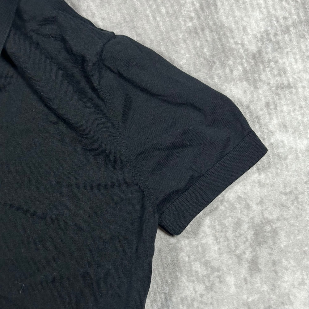 Zara Womens Medium M Black Knit Short Sleeve Polo Shirt Button Collar Ribbed - Picture 5 of 8